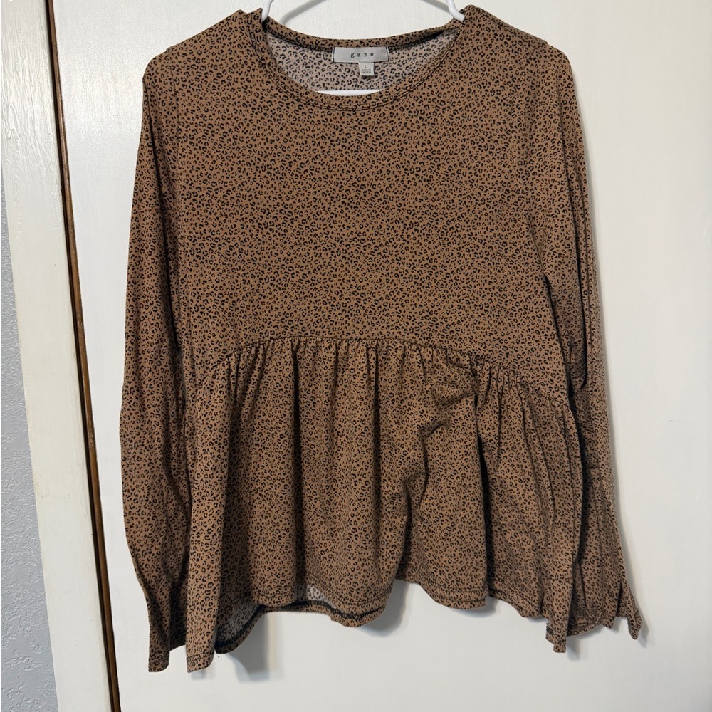Gaze Tan Patterned Women's Blouse